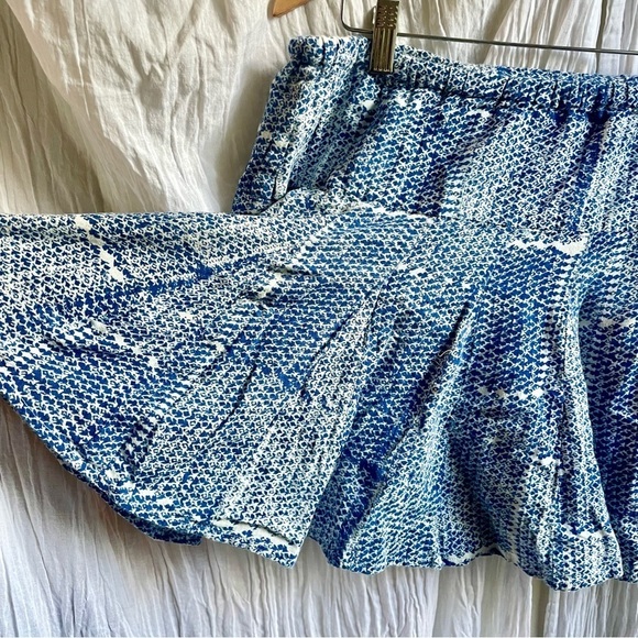 John Robshaw for Lucky 🍀 Blue Flower Block Print Skirt w/ drawstring, S - Picture 5 of 10